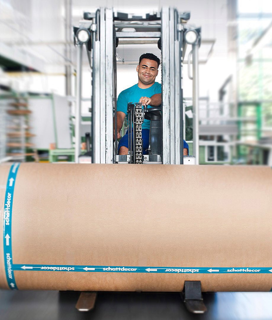 Paper roll on a forklift truck